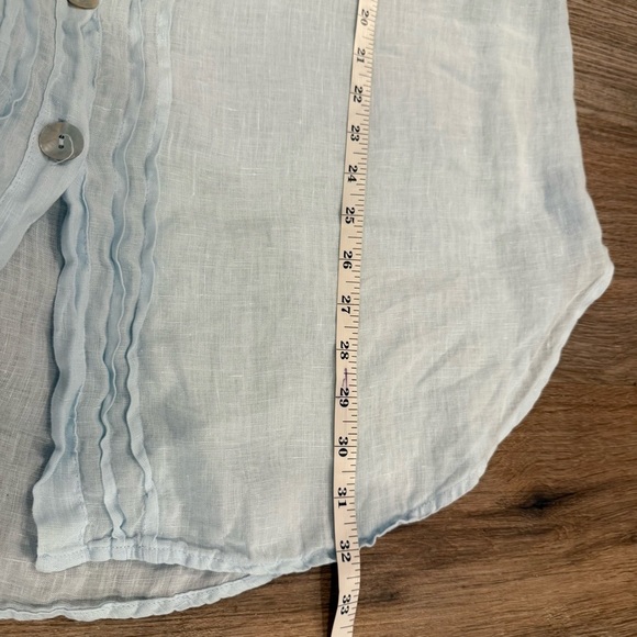 Match Point Linen Tunic Top Blouse Lagenlook Button Down Roll Tab XL - Picture 6 of 7
